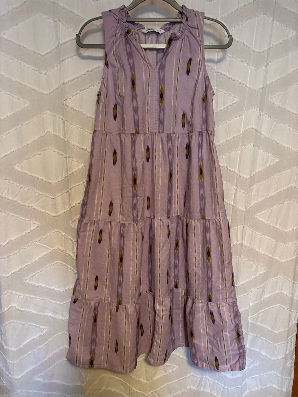 Sonoma Lavender V-Neck Sleeveless Dress with Mustard Accents